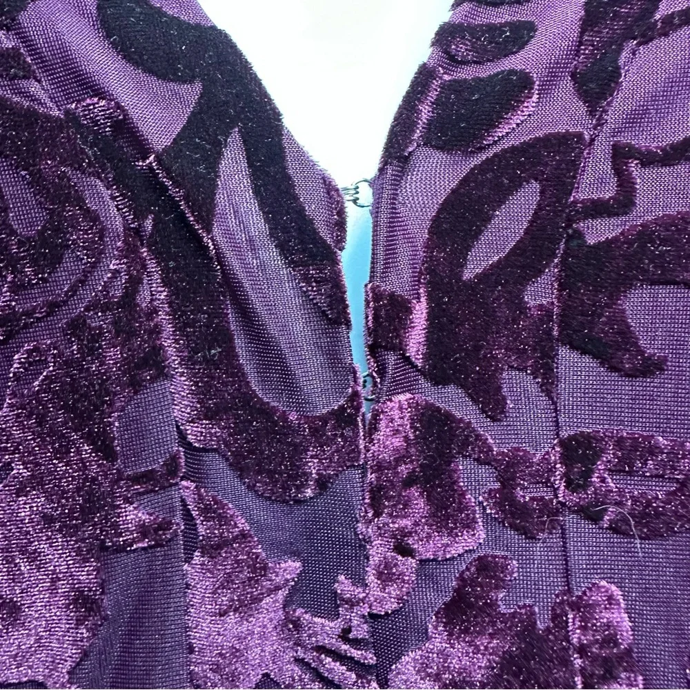 Free People Women’s Deep Purple All Night Long Velvet Burnout Mini Dress-Size XS